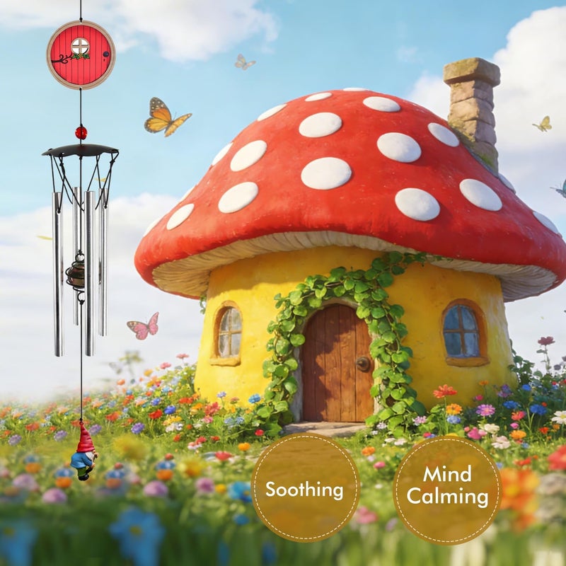 Howarmer Wind Chimes for Outside 24" Red Fairy Garden Door Wind Chimes Outdoor Home Patio Garden Decor Windchimes Outdoors Gift Ideas for Women Mom Grandma Sisters - Image 4